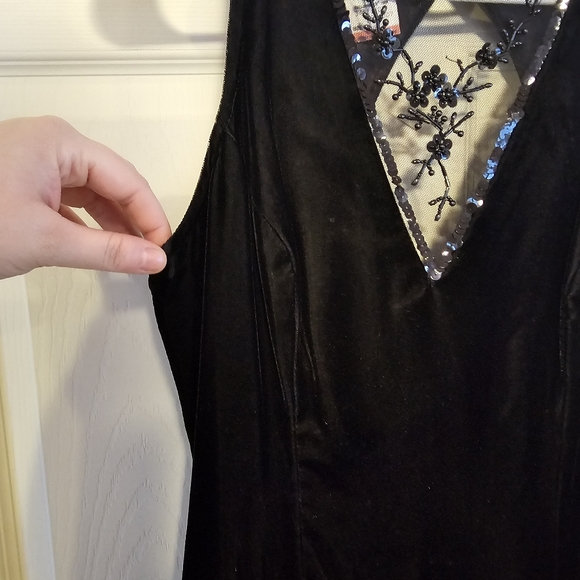 GUNNIE SAX Vintage Prom Party Tiered Dress Velvet Ruffle Mesh Floral Beadwork - Picture 12 of 12